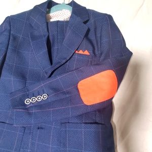 Boys Dress Suit Set Cost and pants Blue and Orange